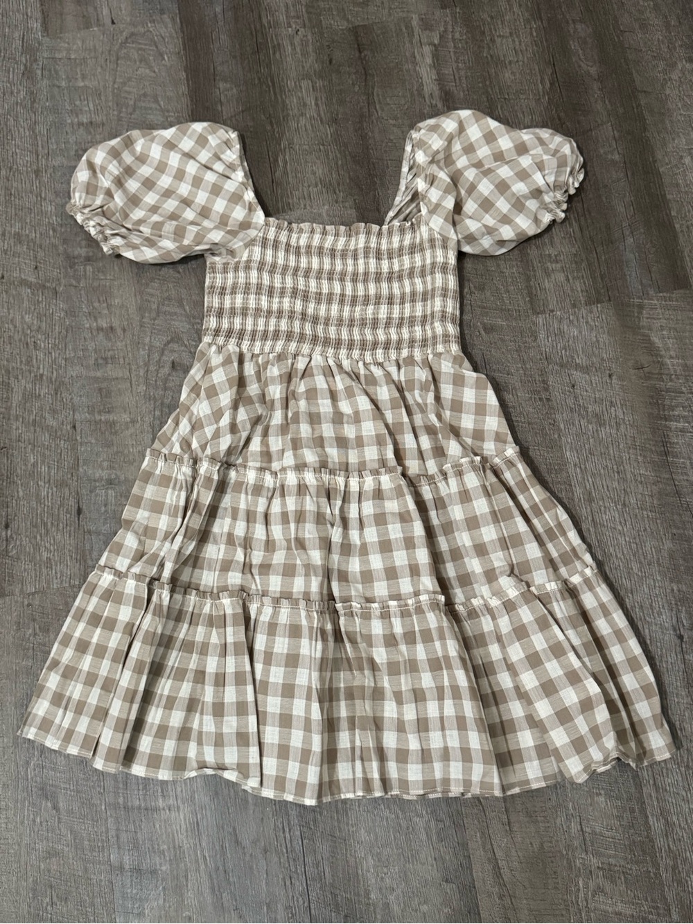 Peixoto Coco Gingham Smocked Cotton Dress with Puff Sleeves, M, NWT, MSRP: $189